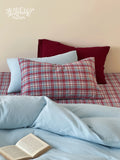 Load image into Gallery viewer, FANTASIA Collection Dream Planet [Snow Night Neon Light] Red and Blue Plaid Cotton Double Yarn Four-piece Cotton Sheet
