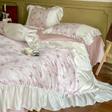 Load image into Gallery viewer, French Romantic Summer Lenzing Tencel Bed Four-piece Cool Silky Printed Naked Sleeping Quilt Cover Sheet Sheet Sheet