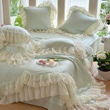 Load image into Gallery viewer, Washable cool feeling Tencel summer cool quilt four-piece French romantic lace machine washable silky smooth summer air conditioner thin quilt