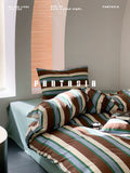 Load image into Gallery viewer, FANTASIA Collection Dream Planet Maillard Nordic American Stripe Class A Pure Cotton Cotton Knitted Cotton Four-piece Set