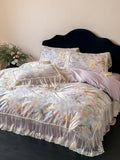 Load image into Gallery viewer, French high-end cotton four-piece set, pure cotton romantic lace oil painting quilt cover princess windbed skirt bed sheet