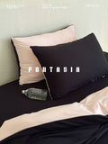 Load image into Gallery viewer, FANTASIA Collection Dream Planet [Desolate Love Poem] Pink Black Cotton Knitted Cotton Bed Four-piece Cotton Sheet