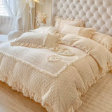 Load image into Gallery viewer, Winter carved thickened milk fleece four-piece set retro princess wind coral fleece double-sided fleece fleece quilt cover bed skirt