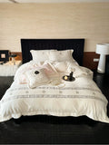Load image into Gallery viewer, Winter warm carved milk fleece four-piece set small fragrant wind webbing thickened coral fleece quilt cover girl heart bedding