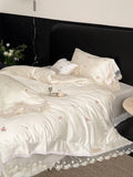 Load image into Gallery viewer, French Romantic Flower Embroidery Ultra Soft Tencel Cotton Bed Four-piece Set Lace Lace Quilt Cover Soft Naked Bedding