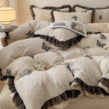 Load image into Gallery viewer, Winter Romantic Carved Milk Fleece Four-piece French Double-sided Fleece Thickened Quilt Cover Sheet Warm Fleece Bedding