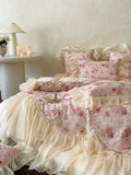 Load image into Gallery viewer, French girl cotton long-staple cotton four-piece romantic lace quilt cover pure cotton princess windbed cover bedding