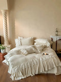 Load image into Gallery viewer, French girl retro linen cotton and linen four-piece set of pure cotton embroidery simple wind soft quilt cover breathable bedding