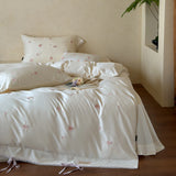 Load image into Gallery viewer, French Romantic Flower Embroidery Ultra Soft Tencel Cotton Bed Four-piece Set Lace Lace Quilt Cover Soft Naked Bedding
