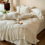 Load image into Gallery viewer, French girl retro linen cotton and linen four-piece set of pure cotton embroidery simple wind soft quilt cover breathable bedding