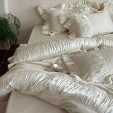 Load image into Gallery viewer, Late moonlight  French romantic cotton long-staple cotton four-piece set pure cotton glazed yarn lace girl quilt cover bedding