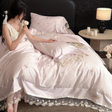 Load image into Gallery viewer, French Romantic Flower Embroidery Ultra Soft Tencel Cotton Bed Four-piece Set Lace Lace Quilt Cover Soft Naked Bedding