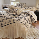 Load image into Gallery viewer, French retro wind milk fleece bed four-piece set thickened flange coral fleece princess quilt cover sheets light luxury bedding