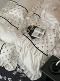 Load image into Gallery viewer, French premium pure cotton satin long-staple cotton four-piece set rose jacquard chiffon lace quilt set cotton bedding