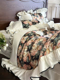 Load image into Gallery viewer, French oil painting retro style 100S long-staple cotton four-piece flower printing pure cotton ruffle edge quilt cover bedding