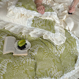 Load image into Gallery viewer, Oasis Fangzhou < unk > French fresh long-staple cotton pure cotton four-piece set lace lace green leaf quilt cover princess wind bed