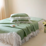 Load image into Gallery viewer, Summer Cool Silky Mat Xia Liang Quilt Four-piece Set Lace Bed Skirt Washable Naked Sleeping Air Conditioning Mat Three-piece Set