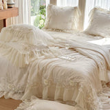 Load image into Gallery viewer, French princess style solid color lace thin quilt Tencel summer cool quilt four-piece summer air conditioner quilt machine washable