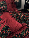 Load image into Gallery viewer, French cotton rose retro wedding bed skirt four-piece set pure cotton satin long-staple cotton quilt cover princess wind bedding