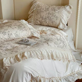 Load image into Gallery viewer, French pastoral girl's heart cotton four-piece romantic flower hollow lace quilt cover princess windbed skirt