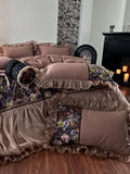 Load image into Gallery viewer, French romantic retro cotton long-staple cotton bed skirt four-piece flower pleated lace quilt cover princess wind bedding