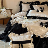 Load image into Gallery viewer, French light luxury romantic princess style long-staple cotton four-piece set cotton pure cotton bow quilt cover girl heart bedding