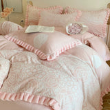 Load image into Gallery viewer, Winter Romantic Carved Milk Fleece Four-piece French Double-sided Fleece Thickened Quilt Cover Sheet Warm Fleece Bedding