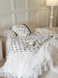 Load image into Gallery viewer, Romantic French rose embroidery cotton long-staple cotton four-piece set cotton lace quilt cover sheets girl bedding