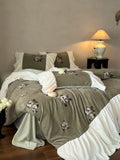 Load image into Gallery viewer, French retro style autumn and winter milk fleece four-piece thermal bed sheet flannel coral fleece double-sided fleece quilt cover bedding