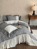 Load image into Gallery viewer, French retro cotton double yarn four-piece set heavy industry embroidery lotus leaf lace soft cotton quilt cover bed sheet bedding