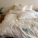 Load image into Gallery viewer, Lanxu Home Textiles French New Chinese Tencel Cotton Four-piece Set Laurel Rabbit Butterfly Embroidered Quilt Cover Summer Sheet Bedding