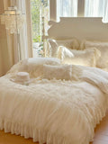 Load image into Gallery viewer, French girl heart princess style lace chiffon lace four-piece set long-staple cotton pure cotton bedding sheets