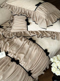 Load image into Gallery viewer, French girl heart thickened milk fleece winter four-piece set fleece warm retro bow retro quilt cover bedding