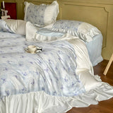 Load image into Gallery viewer, French Romantic Summer Lenzing Tencel Bed Four-piece Cool Silky Printed Naked Sleeping Quilt Cover Sheet Sheet Sheet