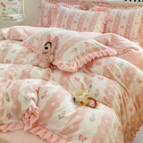 Load image into Gallery viewer, Winter Romantic Carved Milk Fleece Four-piece French Double-sided Fleece Thickened Quilt Cover Sheet Warm Fleece Bedding