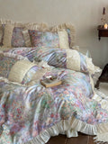 Load image into Gallery viewer, French Girl Pastoral Flowers Summer Tencel Cotton Four-piece Sheet Oil Painting Printing Vintage Niche Bedding