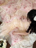 Load image into Gallery viewer, French girl cotton long-staple cotton four-piece romantic lace quilt cover pure cotton princess windbed cover bedding