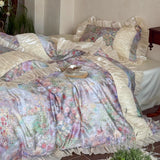 Load image into Gallery viewer, French Girl Pastoral Flowers Summer Tencel Cotton Four-piece Sheet Oil Painting Printing Vintage Niche Bedding