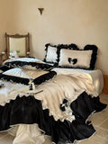Load image into Gallery viewer, French light luxury romantic princess style long-staple cotton four-piece set cotton pure cotton bow quilt cover girl heart bedding