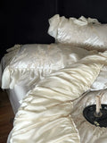 Load image into Gallery viewer, Light luxury high-precision jacquard cotton long-staple cotton four-piece set French chiffon lace pure cotton quilt cover Bedding