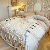Load image into Gallery viewer, French retro 100 pure cotton four-piece cotton romantic princess wind lotus leaf lace quilt cover girl heart bed skirt 4