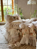 Load image into Gallery viewer, French romantic flower tencel cotton four-piece set spring and summer cool retro style printing and dyeing silky quilt cover bedding