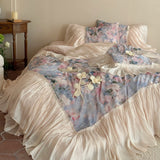 Load image into Gallery viewer, French retro flower pure cotton bed skirt four-piece cotton long-staple cotton quilt cover oil painting style high-end bedding