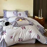 Load image into Gallery viewer, French light luxury cotton 100 long staple cotton four-piece set retro printing quilt cover bed sheet pure cotton satin lace bedding