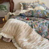 Load image into Gallery viewer, Fanmeng Huaqi French retro oil painting feeling cotton long-staple cotton four-piece set pure cotton glazed yarn edge quilt cover bedding