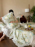 Load image into Gallery viewer, French romantic oil painting summer Tencel summer cool quilt four-piece cool silky smooth lace air conditioner quilt machine washable thin quilt