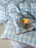 Load image into Gallery viewer, FANTASIA Collection Dream Planet [Qingmeng Window Mirror] Blue Plaid Cotton Double Yarn Four-piece Cotton Sheet