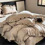 Load image into Gallery viewer, Autumn and winter French cotton polished four-piece romantic lotus leaf lace quilt cover thickened warm 1.8m bedding
