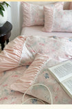Load image into Gallery viewer, Vintage French princess style cotton sanded bed four-piece set butterfly flower lace quilt cover pure cotton sheets
