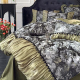 Load image into Gallery viewer, French retro cotton long-staple cotton four-piece set of pure cotton pleated lace quilt cover satin jacquard girl bedding